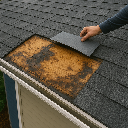 water damage on a roof